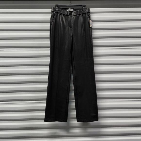 Kasper Womens Faux Leather Pants Size Small Black High Rise Pull On Office Chic - Picture 5 of 11